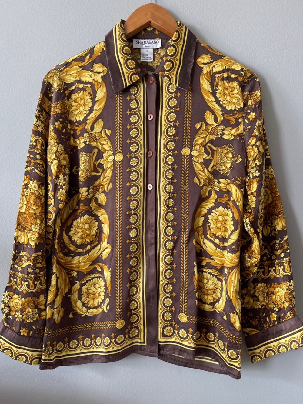Vintage Barocco Print Silk Shirt